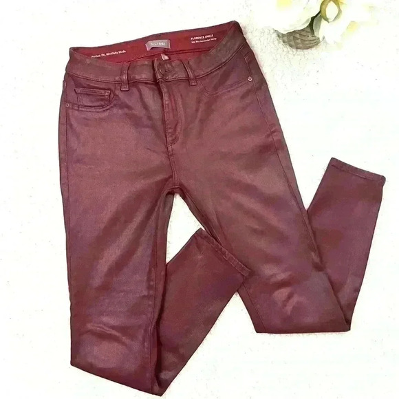 DL1961 Florence Mid Rise Merlot Coated Ultrasculpt Skinny Ankle Jeans Size 28 - Picture 3 of 16